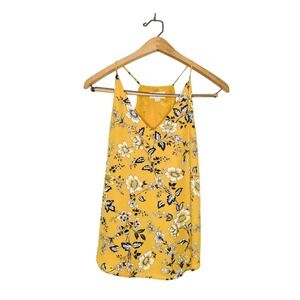 Ann Taylor LOFT Sleeveless Floral Print Flowy Tank Top Yellow Petite XXS